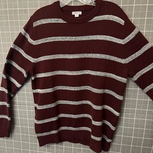 Men’s Merona Burgundy /Grey stripe Sweater. Excellent Condition, Size M
